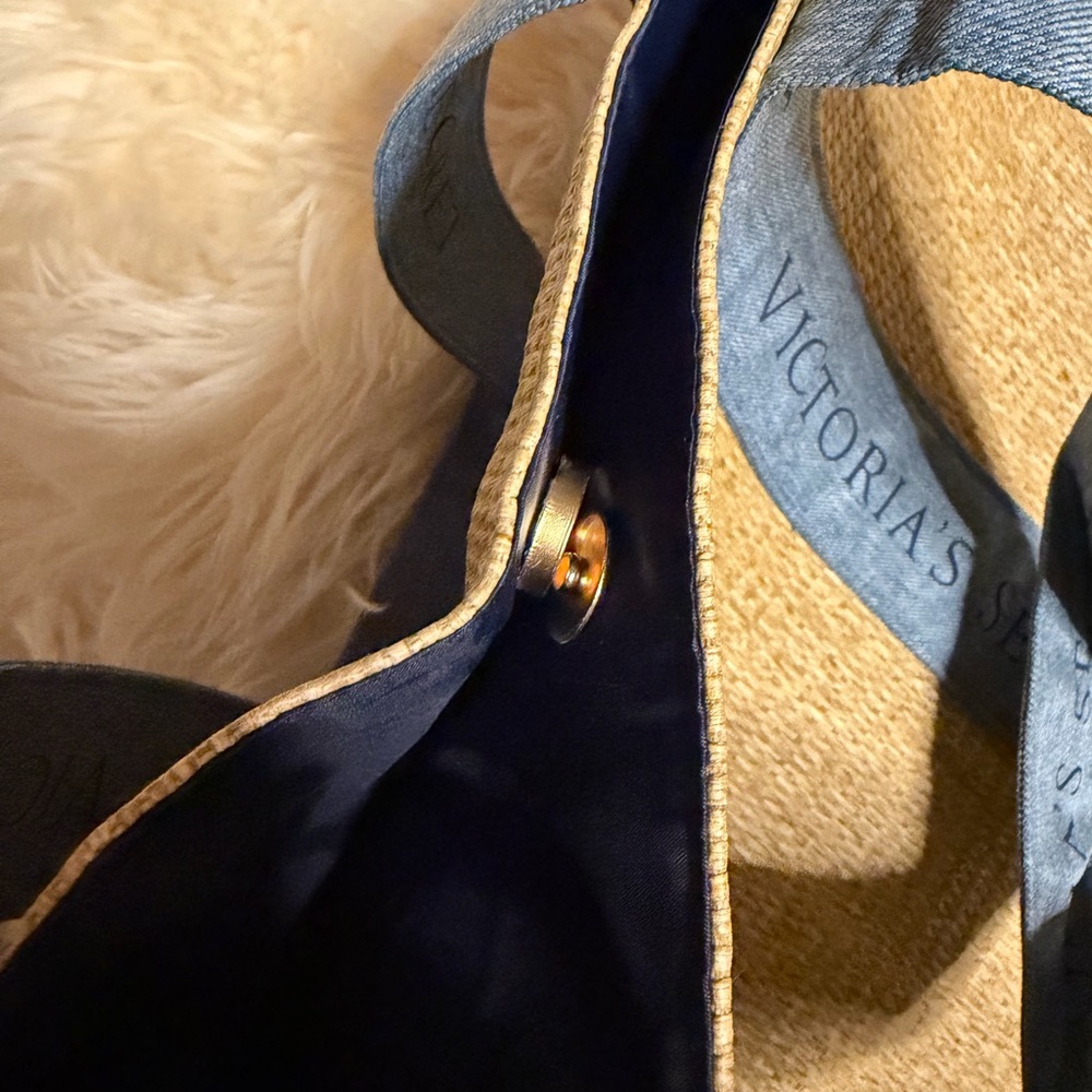 Victoria's Secret Beige Tote with Denim Straps - Picture 4 of 4